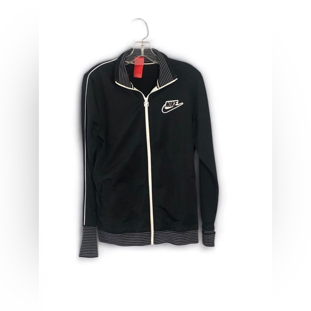 Nike Black Track Zip-Up Jacket with White Trim
